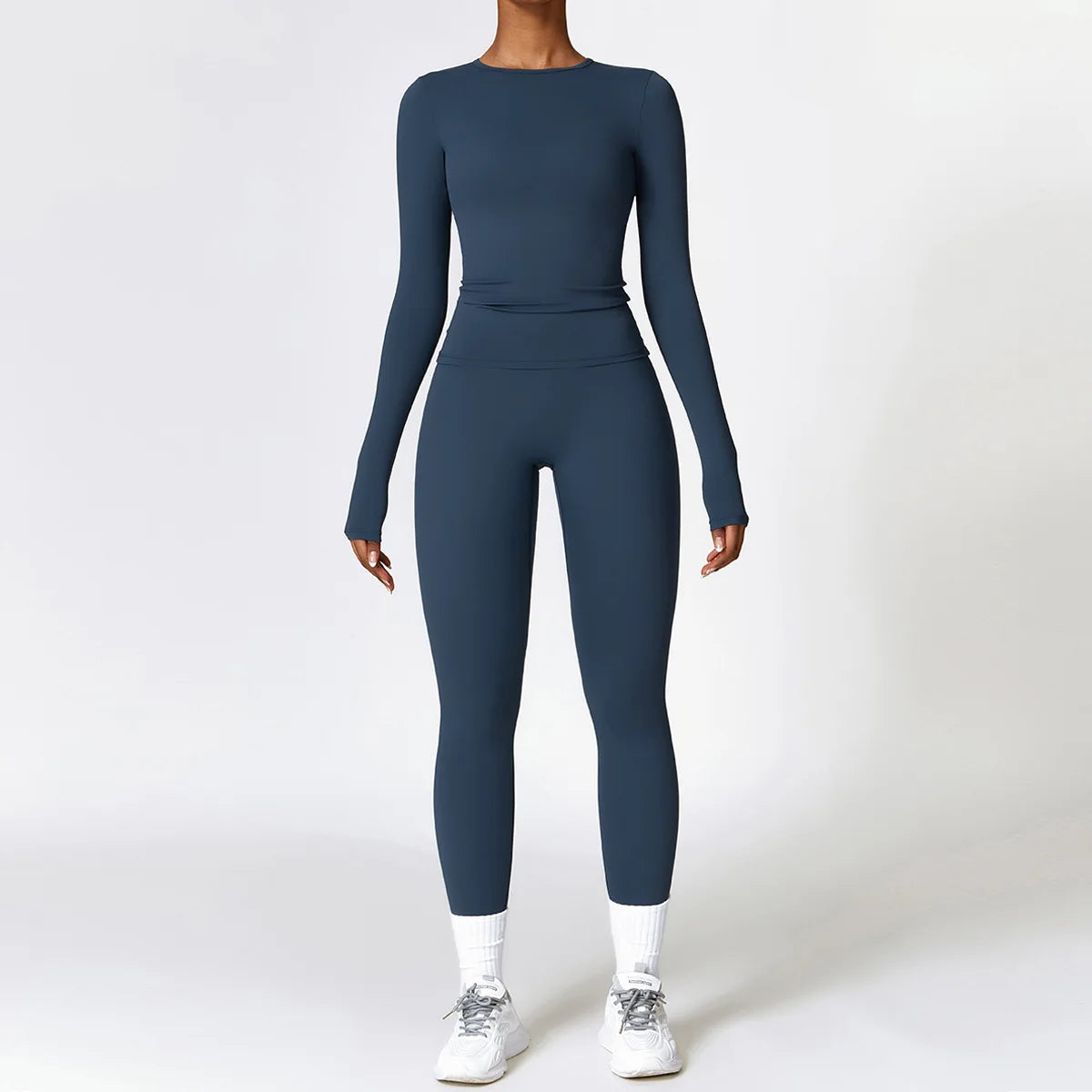 2Pcs Yoga Set Women Workout Tracksuit Gym Clothes Fitness Long Sleeve Shirts High Waist Leggings Set Sport Shorts Sleeves Suit