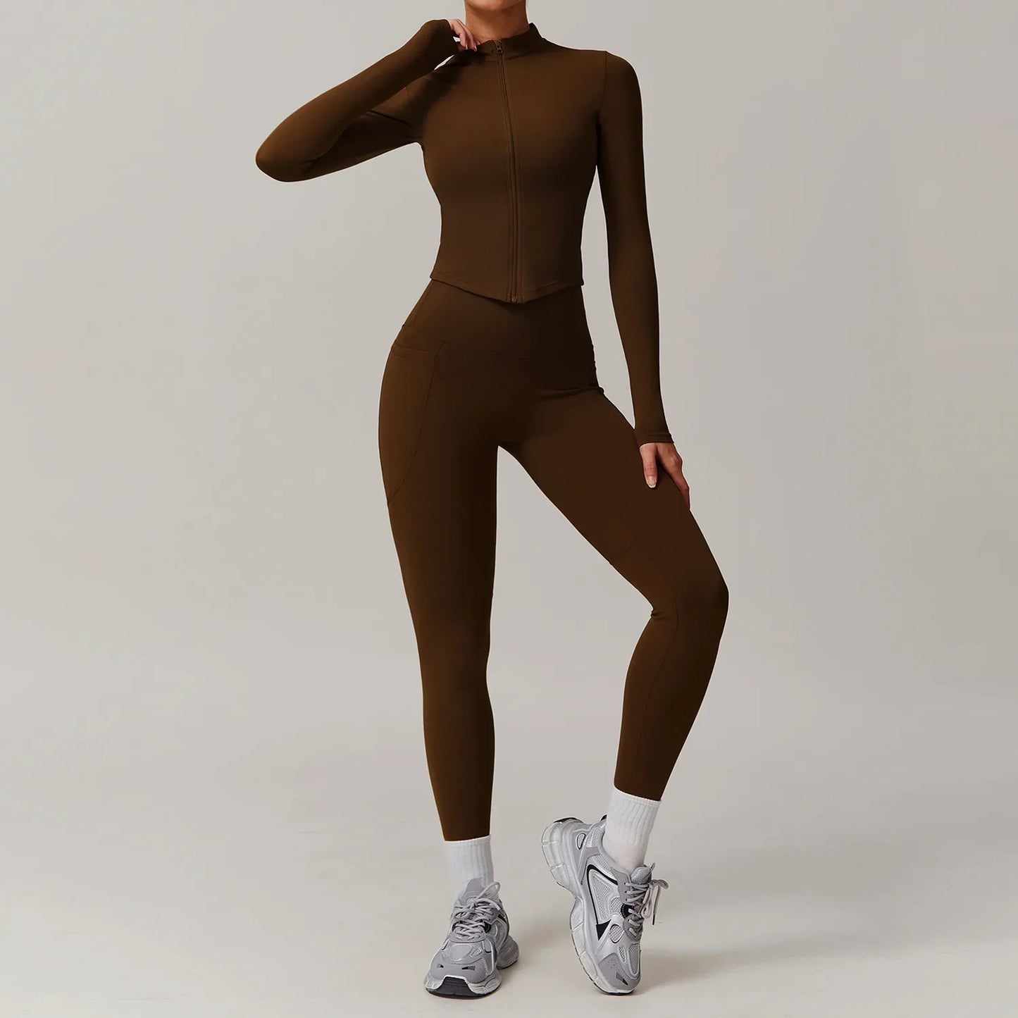 Yoga Set Gym Sportswear 2 Pieces Yoga Suits for Women Fitness Jacket Tracksuits Sports Bra Gym Leggings Zipper Athletic Wear