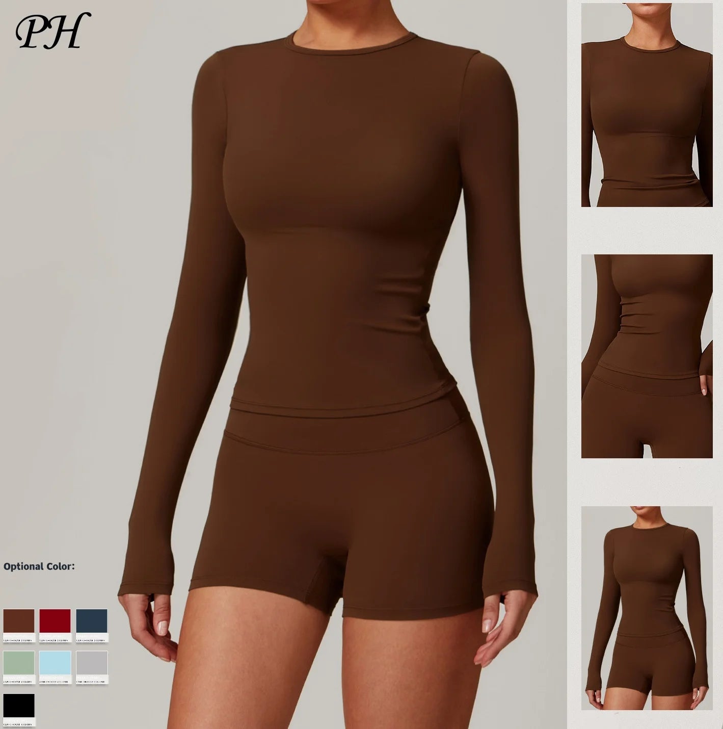 2Pcs Yoga Set Women Workout Tracksuit Gym Clothes Fitness Long Sleeve Shirts High Waist Leggings Set Sport Shorts Sleeves Suit